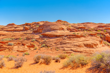 Horseshoe Bend is area landscape near of the Colorado River.