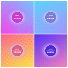 Set of four colorful background with dots and halftone effect