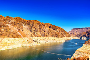 Famous and amazing Hoover Dam at Lake Mead, Nevada and Arizona Border.