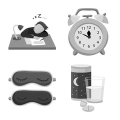 Isolated object of dreams and night logo. Set of dreams and bedroom stock symbol for web.