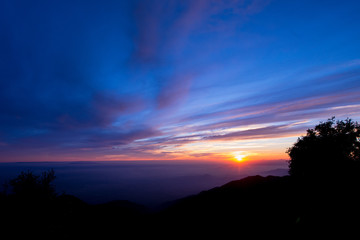 sunset in the mountains