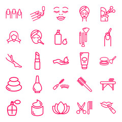 beauty, make up and spa. minimal thin line web icon set. simple vector illustration outline. concept for infographic, website or app.