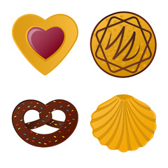 Vector design of biscuit and bake logo. Collection of biscuit and chocolate stock vector illustration.