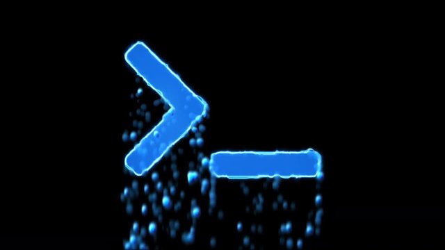Liquid symbol terminal appears with water droplets. Then dissolves with drops of water. Alpha channel black
