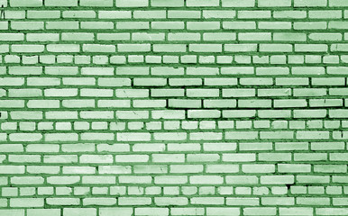 Old brick wall surface in green tone.