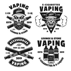 Obraz na płótnie Canvas Vaping and electronic cigarettes vector emblems