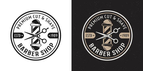 Barbershop vector two style vintage round badge