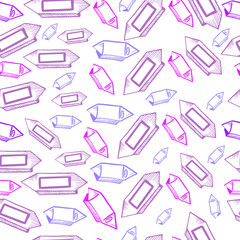 Blue purple candy pattern, candy doodle sketch pattern, vector seamless pattern, blue candy background, candy sketch, blue shades drawn on a white background
