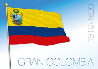 Gran Colombia historical flag, 1819 - 1820, vector illustration
