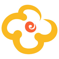 yellow flower with four petals, abstract sketch