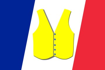 yellow vest on background of the French flag