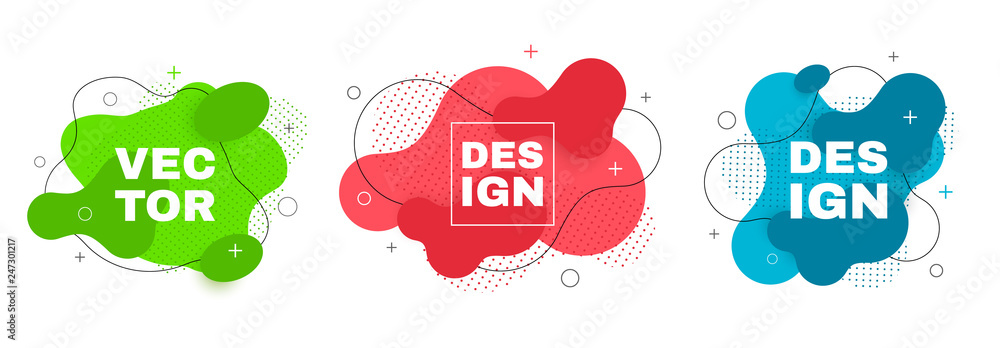 Poster Gradient geometric banners with flowing liquid shapes. Dynamic Fluid design.