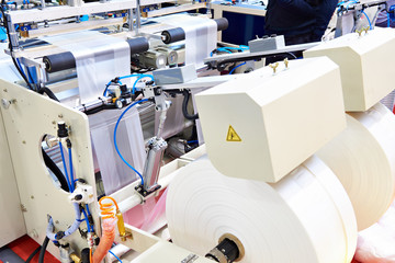 Machine for production of plastic bags