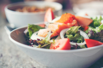 salmon salad with Healthy vegetables