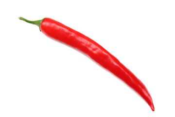 red hot chili pepper isolated on white background. top view