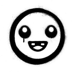 graffiti cute icon sprayed in black over white