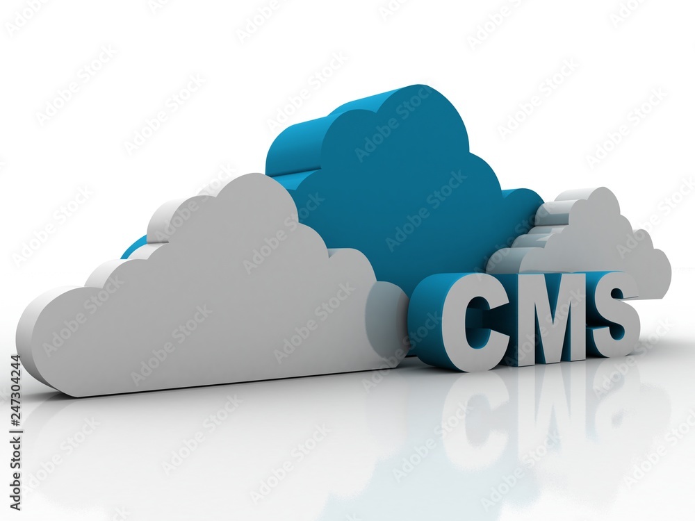 Aufkleber 3d rendering cms cloud concept