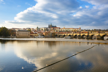 Fototapeta premium Prague with Charles Bridge and the Hradcany castle
