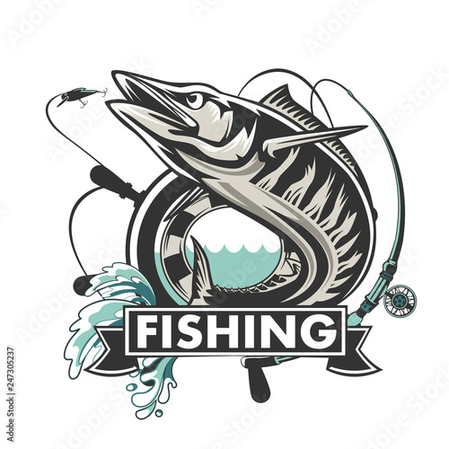 Download "Wahoo fish. Fishing logo vector. Acanthocybium solandri ...