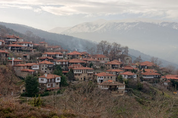 Fototapeta na wymiar Palaios Panteleimonas traditional village on the foothills of Olympus mountain
