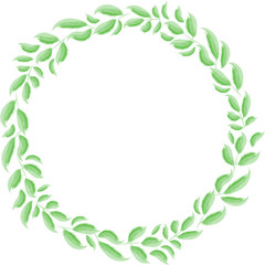 Green leaves frame design. Design for logo, greeting card, wedding invitation. Vector illustration