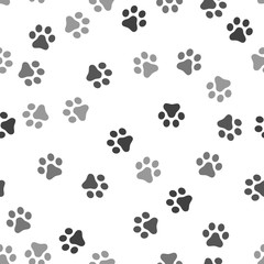 Fototapeta premium Dog Paw seamless pattern vector footprint kitten puppy tile background repeat wallpaper cartoon isolated illustration white - Vector