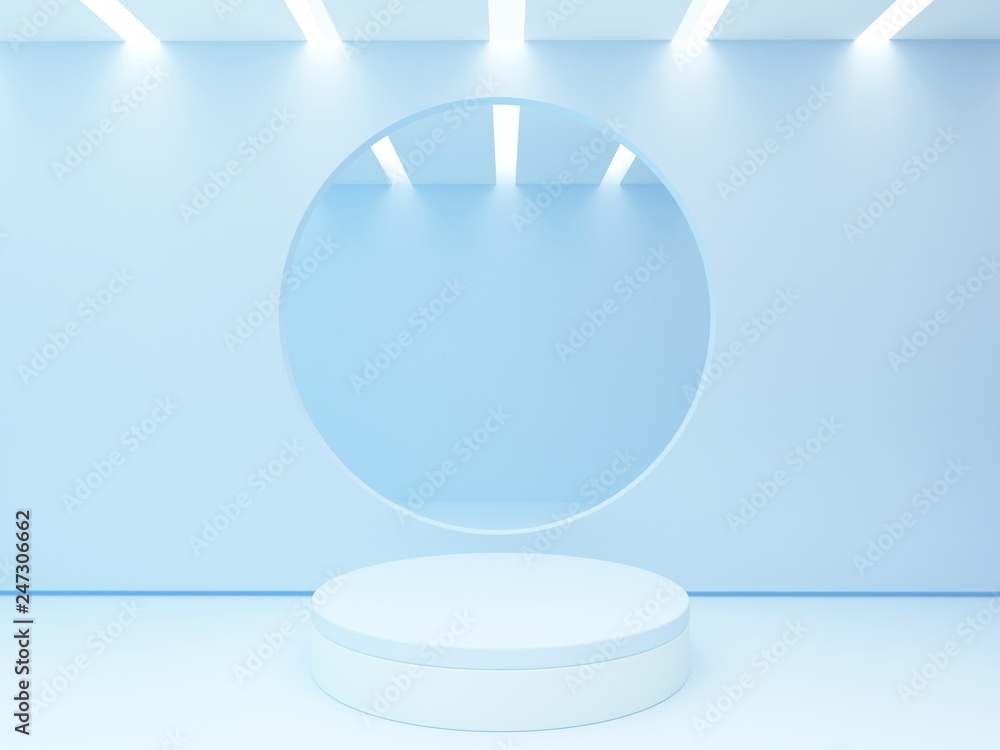 Poster minimal scene with cylinder podium. abstract geometric background. empty room, modern minimalistic m