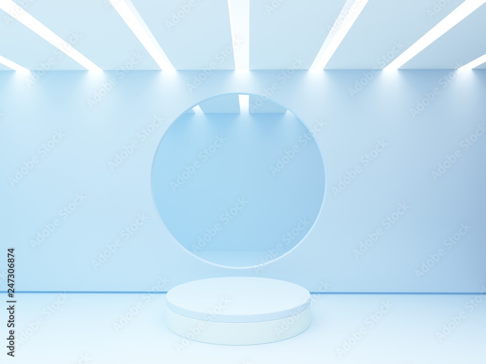 Poster minimal scene with cylinder podium. abstract geometric background. empty room, modern minimalistic m