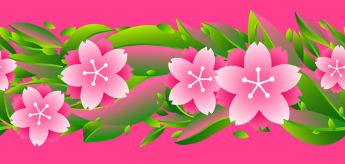 Seamless pattern with sakura or cherry blossom.