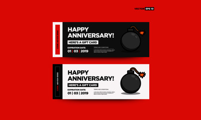 Happy Anniversary Voucher Card with Bomb Illustration