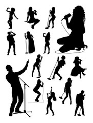 Singer gesture silhouettes. Good use for symbol, logo, web icon, mascot, sign, or any design you want.
