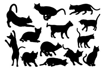 A cat silhouettes pet animals graphics set 