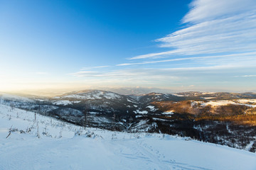 Fototapeta premium Winter skitour trekking Beskidy mountains