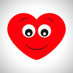 Cartoon red heart with emotions