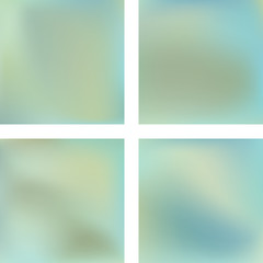Obraz premium Set with abstract blurred backgrounds. Vector illustration. Modern geometrical backdrop. Abstract template. Pastel green, blue, beige colors.