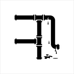 Broken Pipe Icon, Leakage In Pipe