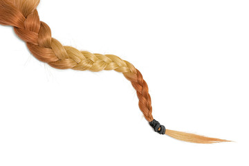 Women braid on a white background. Multicolor hair, isolated