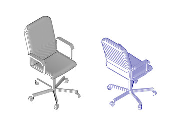 Striped Office chair. Vector contour illustration