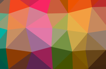 Illustration of abstract Green, Orange, Pink, Purple, Red horizontal low poly background. Beautiful polygon design pattern.