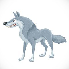 Fototapeta na wymiar Cute wild gray wolf isolated on white background