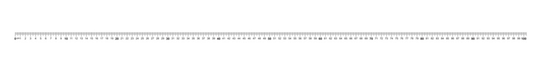 Ruler 100 centimeter. Precise measuring tool. Calibration grid.