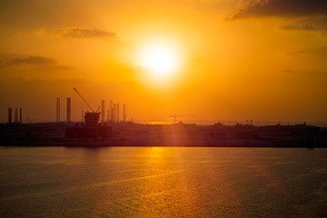 The port of Dubai at sunset