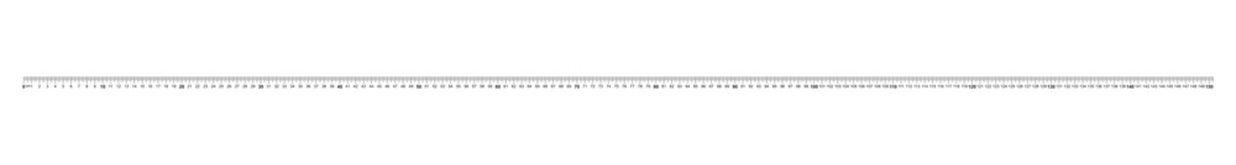 Ruler 150 centimeter. Precise measuring tool. Calibration grid.