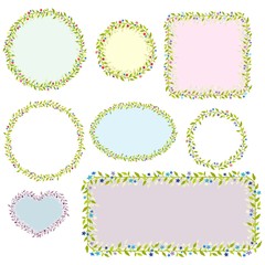 Collection of eight floral frames. Vector images.