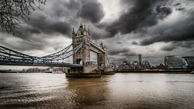Coudy Sky Over London's Tower Bridge