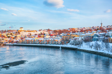 Naklejka na ściany i meble River Nidelva in Trondheim
