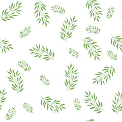 Seamless leaves pattern for summer design. Scandinavian repeat background.