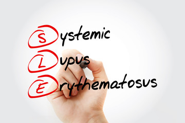 SLE - Systemic Lupus Erythematosus acronym with marker, concept background