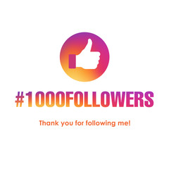 Fototapeta premium #1000 followers illustration for social networks congratulation