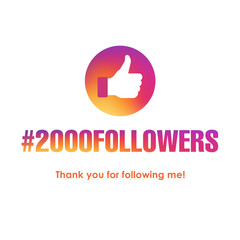 #2000 followers illustration for social networks congratulation